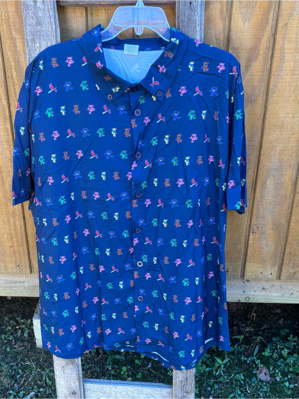 ST LOUIS Cardinal/Grateful Dead Button Down Collared Short Sleeve Shirt Mens XL